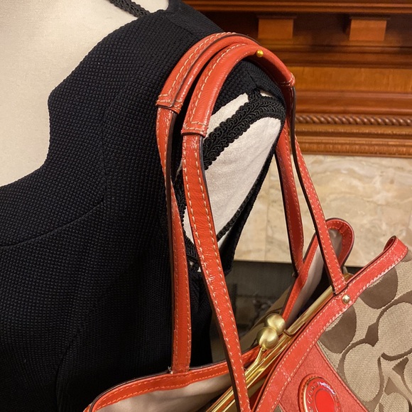 Red & Tan Coach Purse - Picture 5 of 15